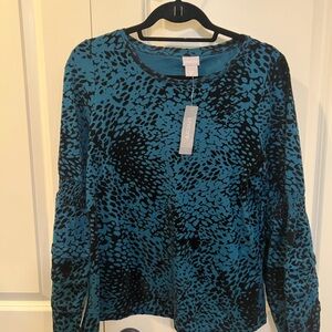 Chicos new with tags pullover flock sleeved knit top. Size 1 in Chicos sizes
